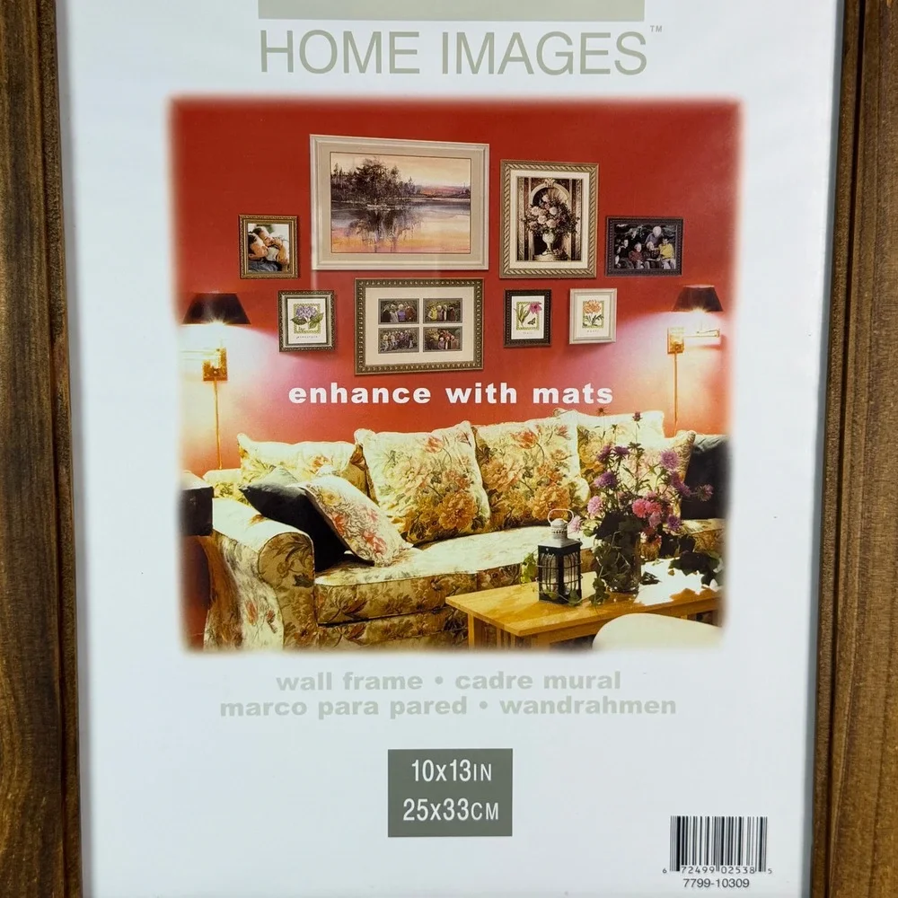 Home Images 10x13 Pine Wood Wall Frame Brown Rustic Black Corner Accents NEW